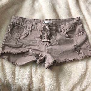 Sexy Lace-up Jean Shorts